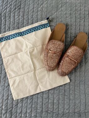 Women’s Tory Burch Amelia Pink Glitter Mules